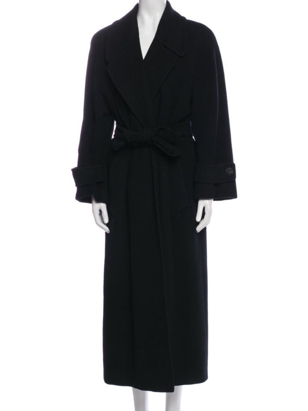 Neiman Marcus Black Long Cashmere Wrap Robe Coat